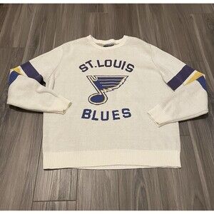 STL Authentics Sweater Women’s 2XL Cream Cotton Knit St. Louis Blues Ice Hockey